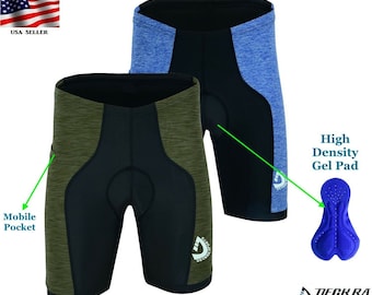 Pantalón corto de ciclismo para hombre: con acolchado de gel 3D, transpirable y elástico en 4 direcciones.