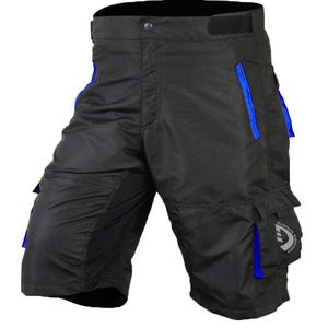 Mens MTB Cycling Shorts: Multi-Pocket Mountain Biking Shorts with Padded Liner Blue