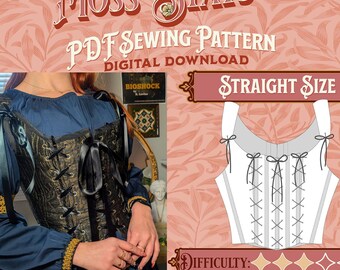 Moss Stays Sewing Pattern - Straight Size | Digital Download Sewing Pattern, Corset Pattern, Cottagecore/Renfaire