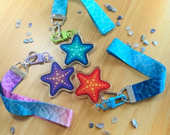 DISCOUNTED * Ocean Wrist Lanyard with Starfish Charm | Three Color Ways