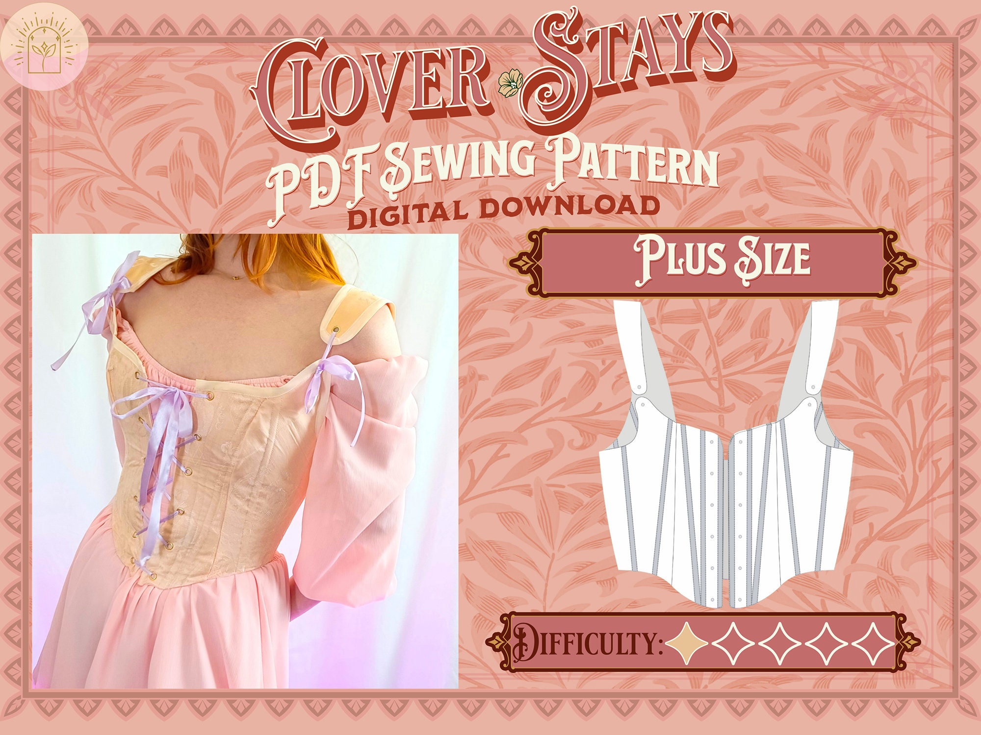 Clover Stays Pattern Plus Size Digital Download Sewing Pattern