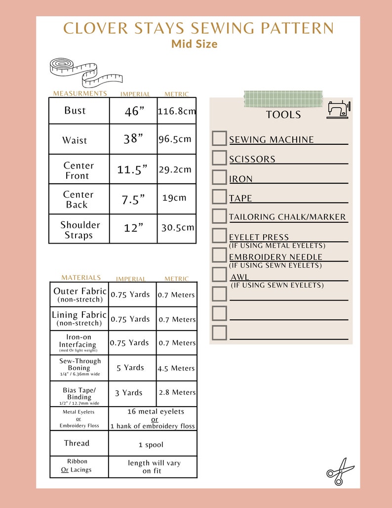 Clover Stays Pattern - Mid Size | Digital Download Sewing Pattern ...
