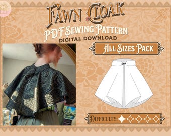 Fawn Mini Cloak Pattern | Digital Download Sewing Pattern,  Cottagecore/Renfaire, Cloak Pattern, Ren Faire Accessories, Short Cloak Pattern
