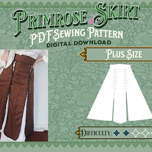 Primrose Skirt Sewing Pattern - Plus Size | Digital Download Sewing Pattern, Thigh Slit Skirt, Lace up Skirt,  Renfaire/Cottagecore Skirt