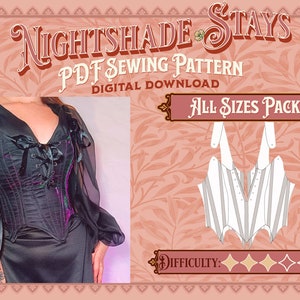 Nightshade Stays Pattern Pack - Straight, Mid, and Plus Sizes | Digital Download Sewing Pattern, Corset Pattern, Cottagecore/Renfaire