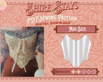 Shire Stays Pattern - Mid Size | Digital Download Sewing Pattern, Strapless Stays, Cottagecore/Renfaire, Front-laced Stays, Hobbitcore