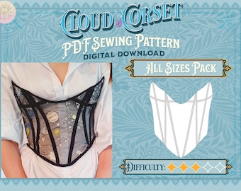 Cloud Corset Sewing Pattern Pack - Straight, Mid, and Plus Sizes | Digital Download Sewing Pattern, Corset Pattern, Cottagecore/Renfaire