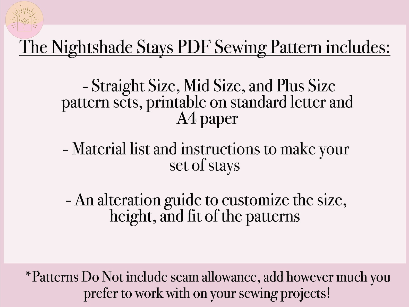 Nightshade Stays Pattern Pack Straight Mid and Plus Sizes - Etsy