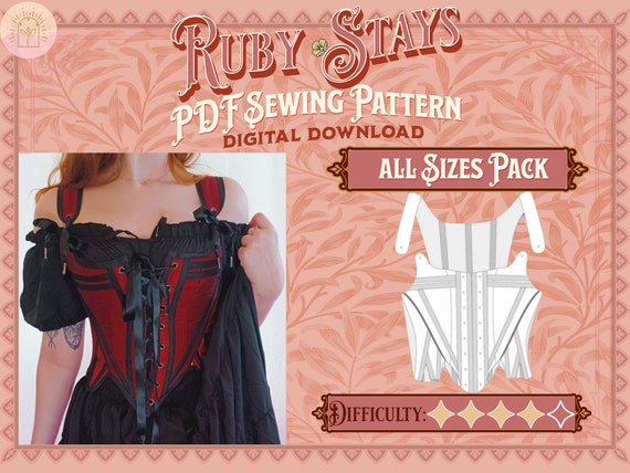 Ruby Stays All Sizes Pattern Pack Digital Download Sewing Pattern, Corset  Pattern, Cottagecore/renfaire 