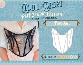 Cloud Corset Sewing Pattern - Plus Size | Digital Download Sewing Pattern, Corset Pattern, Cottagecore/Renfaire