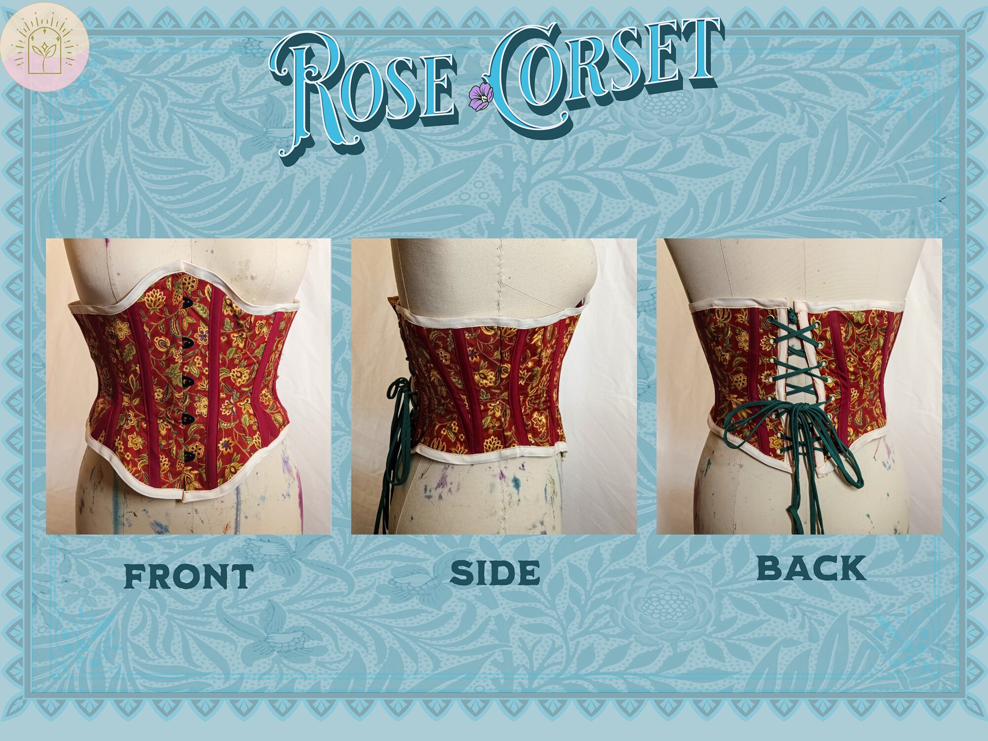 Rose Corset Pattern - Straight Size | Digital Download Sewing Pattern ...