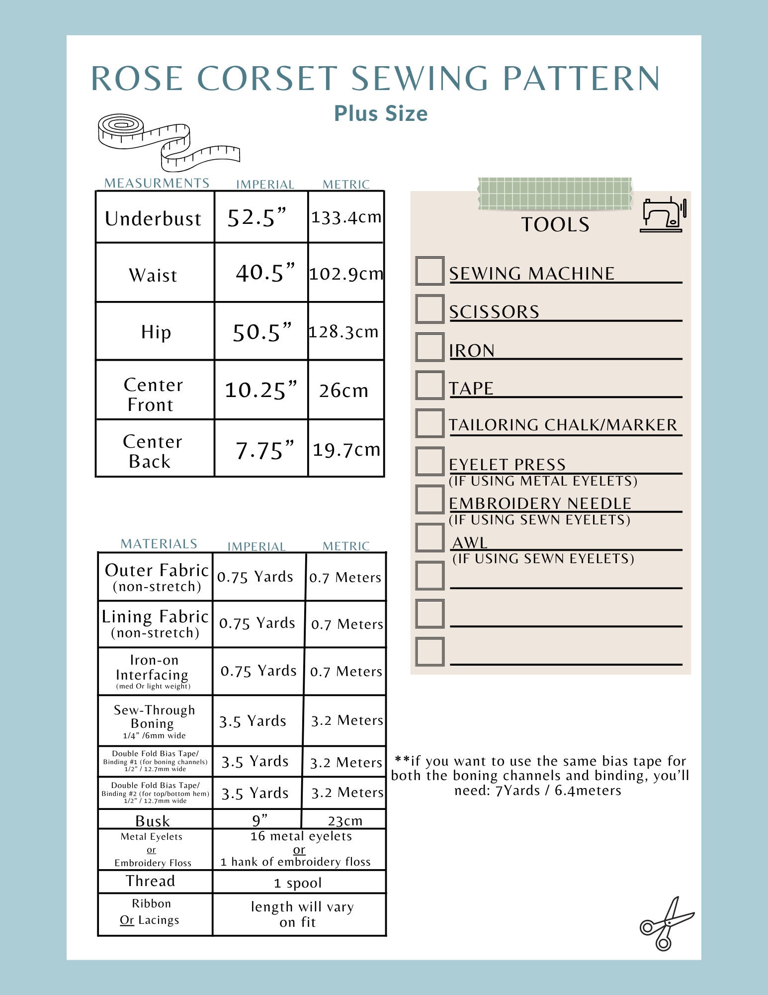 Rose Corset Pattern - Plus Size | Digital Download Sewing Pattern ...
