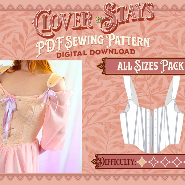 Clover Stays Pattern Pack- Straight, Mid, and Plus Sizes | Digital Download Sewing Pattern, Beginner’s Sewing Pattern, Corset Pattern
