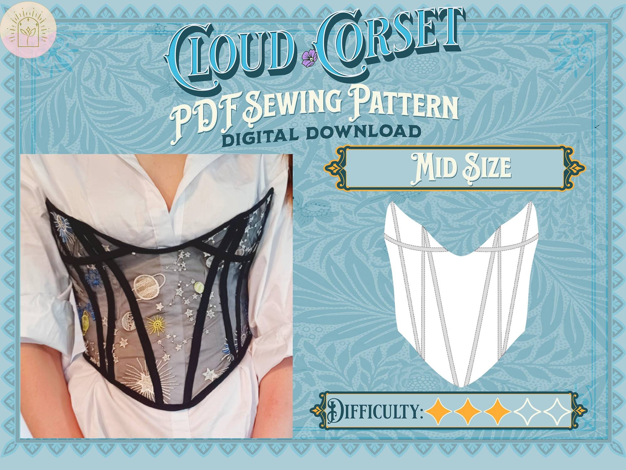 Cloud Corset Sewing Pattern - Mid Size | Digital Download Sewing ...