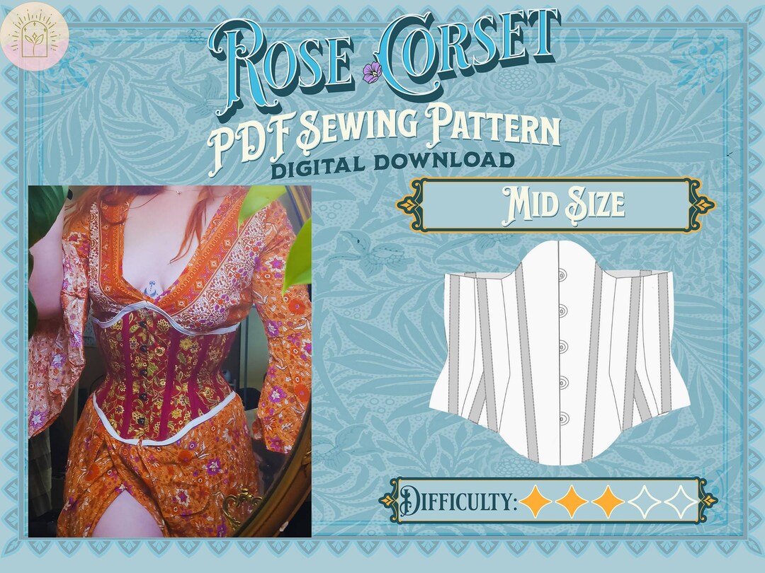 Rose Corset Pattern - Mid Size | Digital Download Sewing Pattern ...