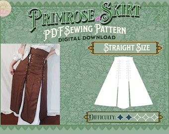 Primrose Schnittmuster Rock gerader Größe | Digitaler Download Schnittmuster, Oberschenkel Schlitz Rock, Renfaire/Cottagecore Rock