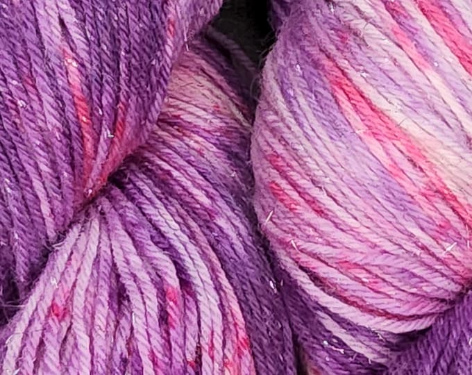 Hand Dyed Sparkle Yarn - Purple Party - Sock Weight Merino Nylon Sparkle Yarn