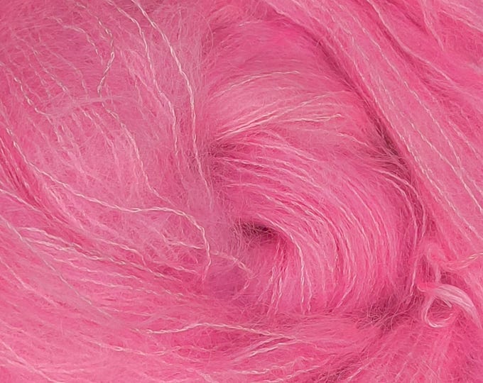 Hand Dyed Yarn - Electric Bubblegum - Mohair Silk Blend Lace Weight Yarn