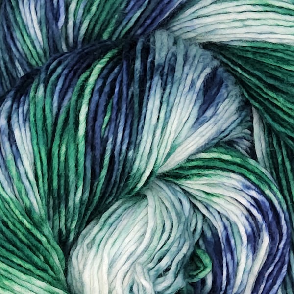 Hand Dyed Yarn - Pine Peak - Single Ply Fine Superwash Merino DK