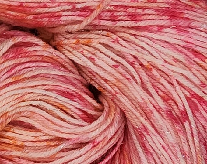 Hand Dyed Sparkle Yarn - Glitter Melon - Sock Weight Merino Nylon Sparkle Yarn