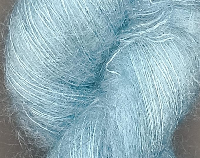Hand Dyed Yarn - Hushed Teal - Mohair Silk Lace Weight Yarn