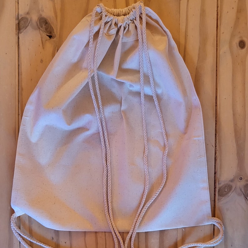 Yarn Bag Natural Cotton Logo Drawstring Backpack image 5