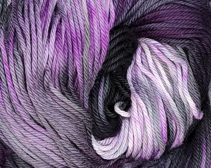 Hand Dyed Yarn - Purple Shadow - 100% Organic Cotton DK Yarn
