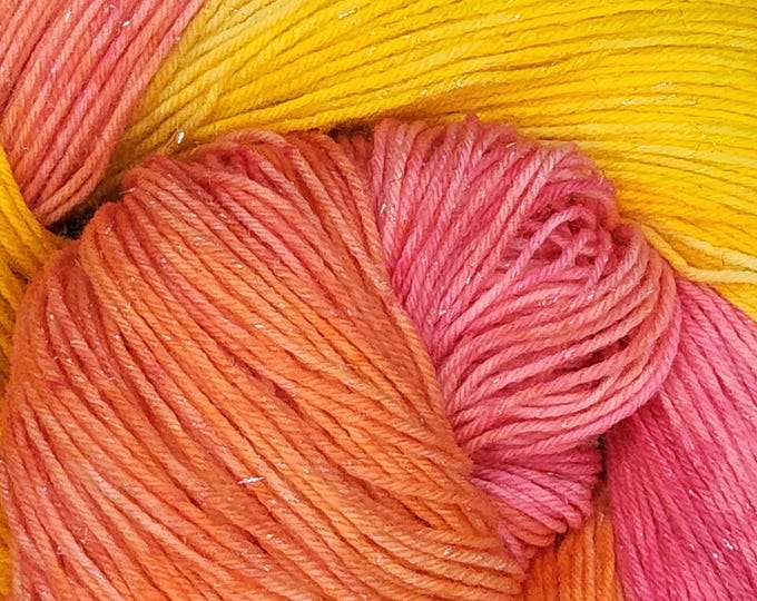 Hand Dyed Sparkle Yarn - Summer Swirl - Sock Weight Merino Nylon Sparkle Yarn