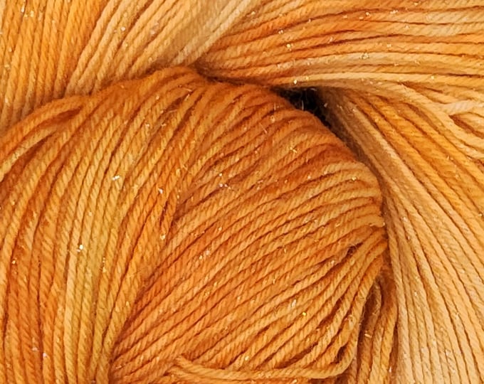 Hand Dyed Sparkle Yarn - Autumn Sun - Merino Nylon Stellina Blend Sock Yarn