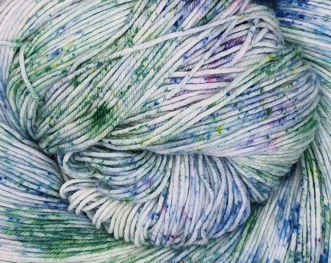 Hand Dyed Yarn - Emerald Freckle - Merino Yak Blend Sock Weight Yarn