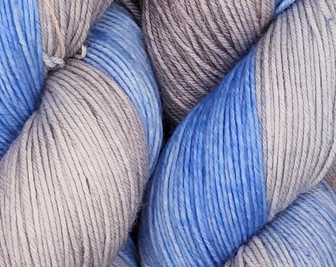 Hand Dyed Yarn - Steely Sky - Merino Yak Blend Sock Weight Yarn