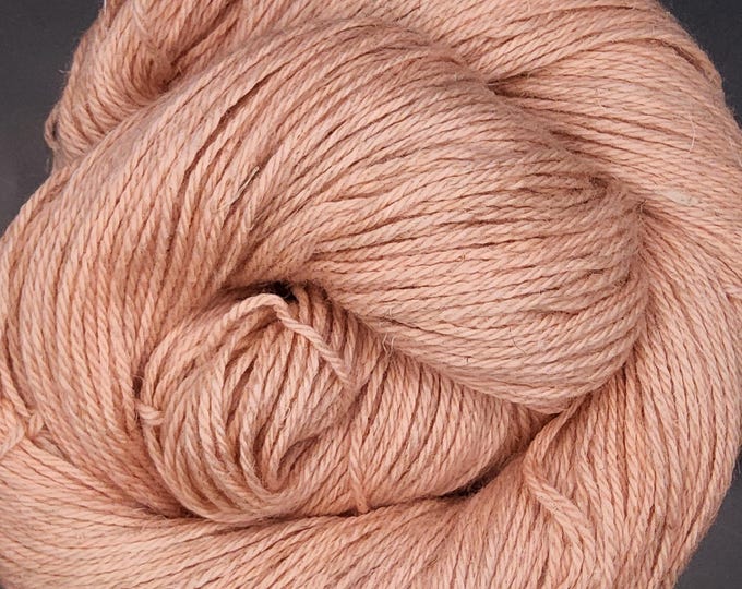 Hand Dyed Yarn - Peach Blossom -  Organic Wool Linen Blend DK Yarn