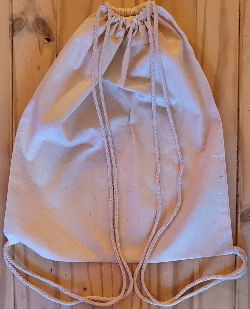 Yarn Bag Natural Cotton Logo Drawstring Backpack image 6