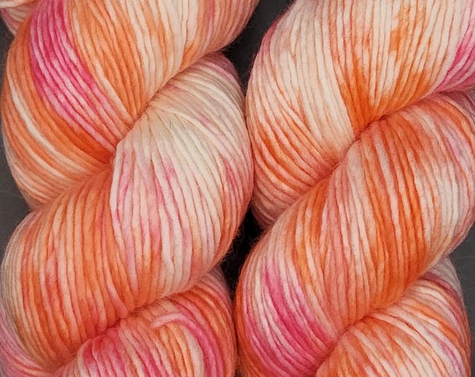 Hand Dyed Yarn - Summer Melon - Single Ply Merino DK Yarn