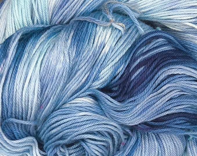 Hand Dyed Yarn - Faded Jeans - 100% Organic Cotton Sock Weight Yarn