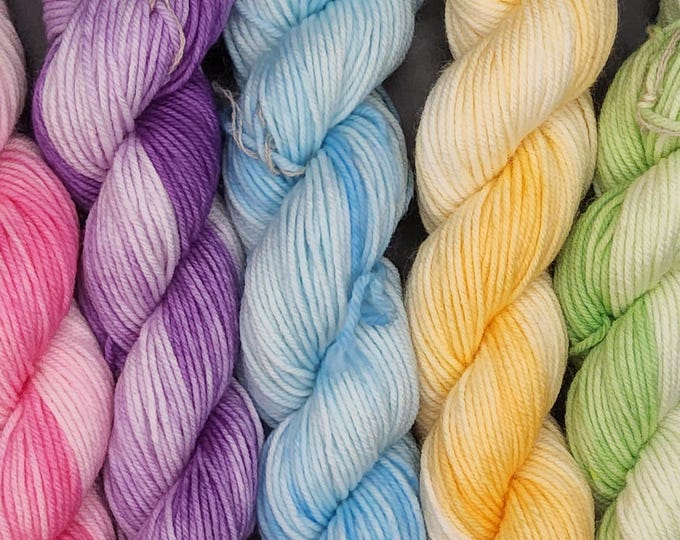 Hand Dyed Yarn - Posh Pastels Rainbow Mini Set