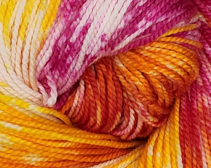 Hand Dyed Yarn - Sunset Swirl - Superwash Merino Silk Blend DK Yarn