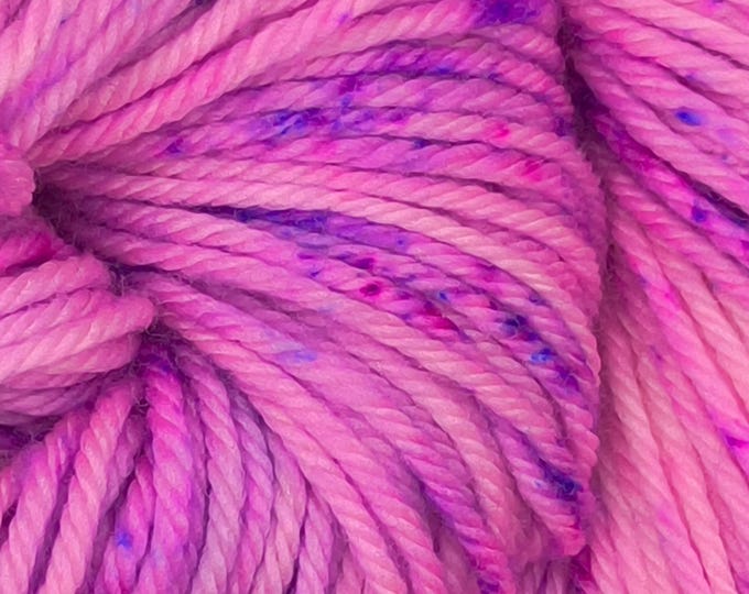 Hand Dyed Yarn - Pink Fizz - Superwash Merino Aran Weight Yarn
