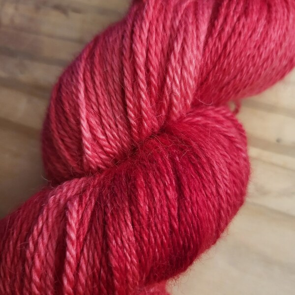 Hand Dyed Alpaca Yarn - Ruby - Sport Weight