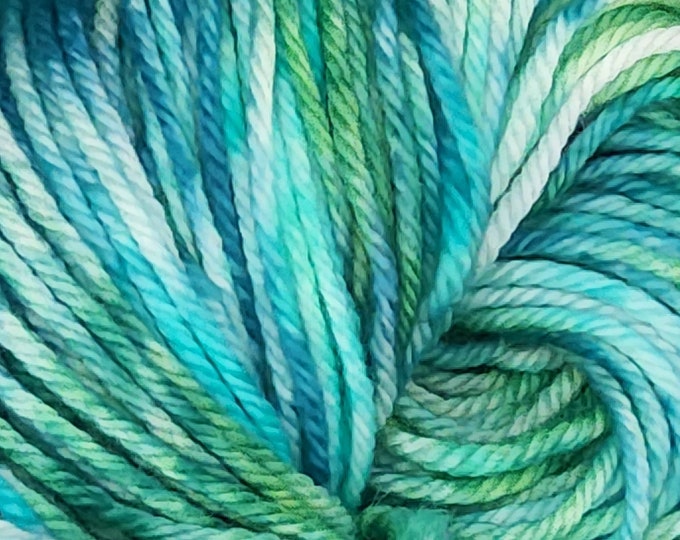 Hand Dyed Yarn - Azure Fields - Worsted Fine Superwash Merino Wool Yarn