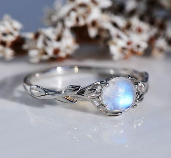 Natural Rainbow Moonstone Ring Handmade Ring 925 Silver Ring