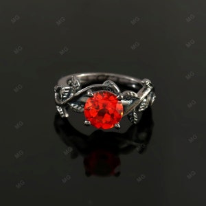 Einzigartiger Verlobungsring mit orangem Saphir, Vintage-Ehering mit orangem Saphir, antiker Brautring mit orangem Saphir