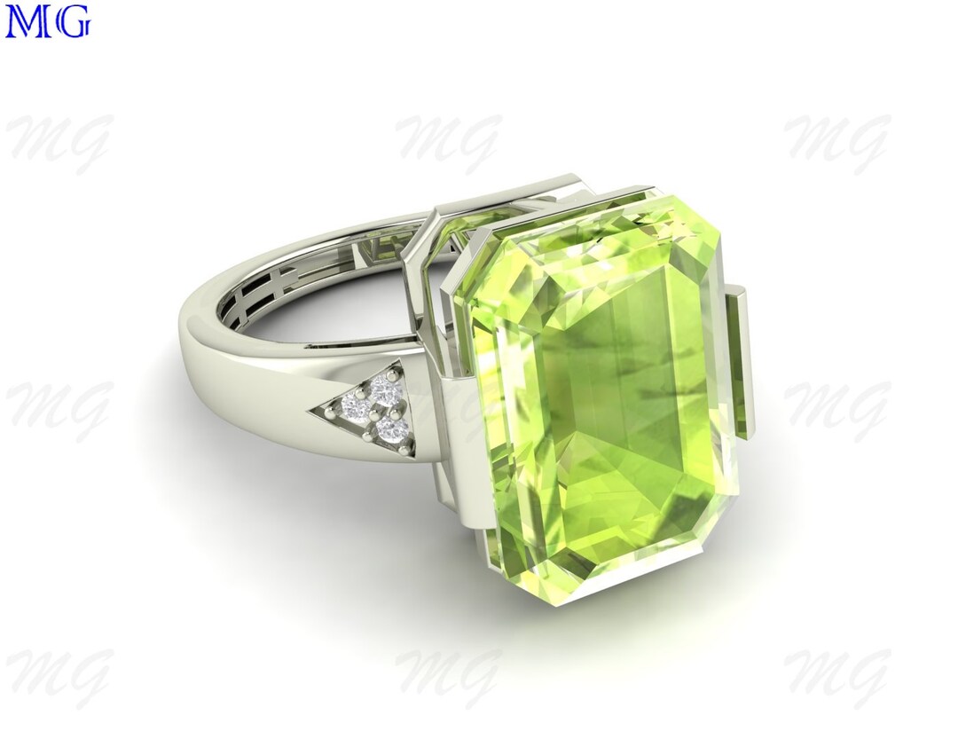 Lab Created Periods Ring, Octagon Cut Lab Emerald Ring, 925 Sterling