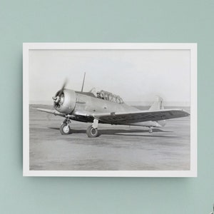 T6 Plane Art, T-6 Texan Imprimible, Remasterizado Digitalmente, Blanco y Negro