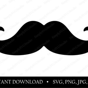 Bigote blanco y negro ~ svg, png, jpg, dxf ~ Para imprimir en bolsos, camisetas, tazas, bolsos, tarjetas, toallas, tazas ~ Descarga digital instantánea