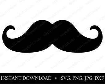 Black and White Mustache ~ svg, png, jpg, dxf ~ For print on bags, tshirts, mugs, tote bags, cards, towels, mugs ~ Instant digital download