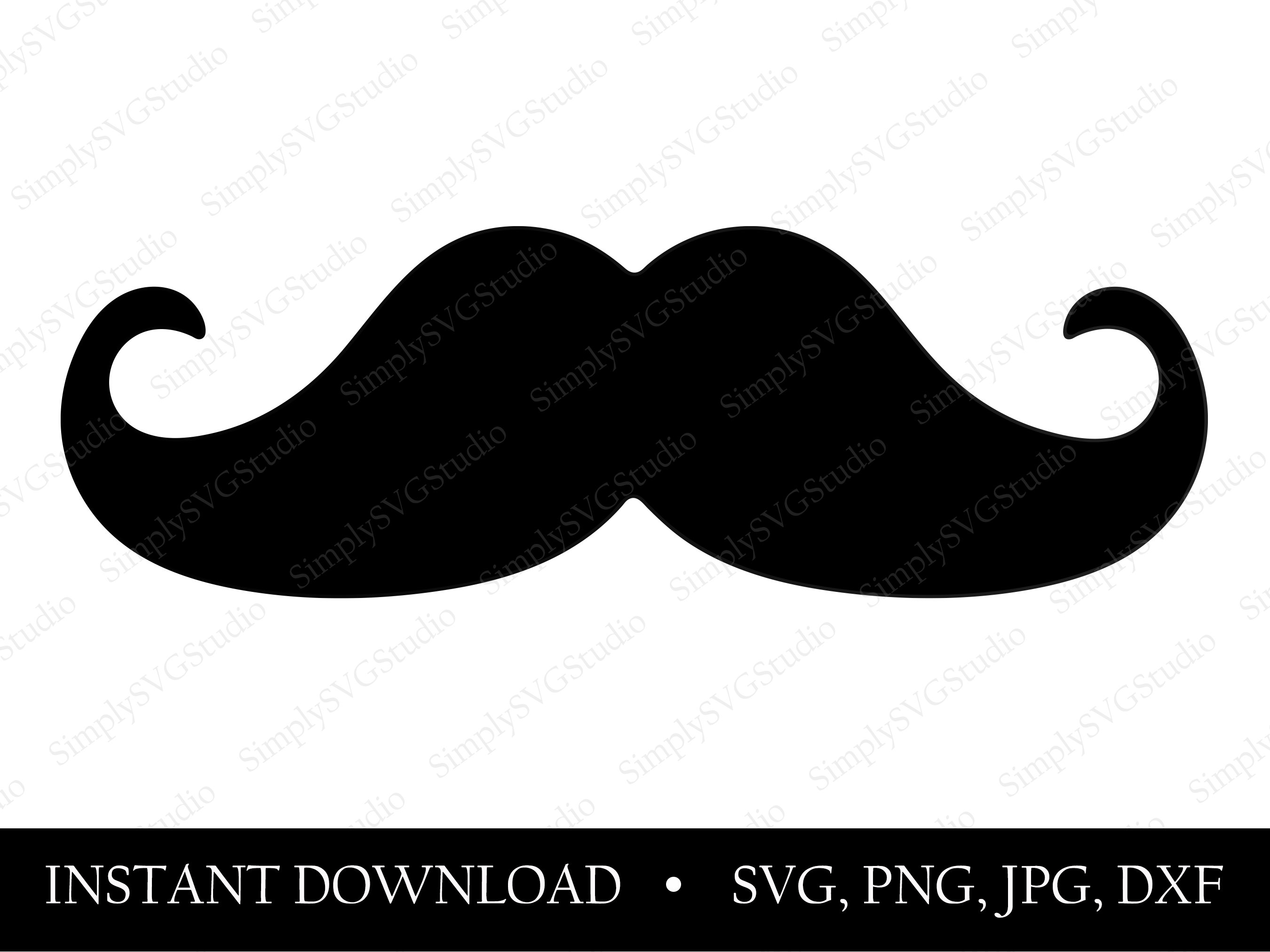 Black and White Mustache ~ Svg, Png, Jpg, Dxf ~ for Print on