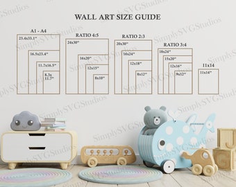 Baby Room Wall Art Size Guide For Your Etsy Store.  Boost Sales On Your Digital Prints With This Poster Sizing Guide