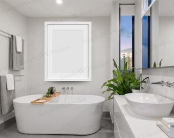 Bathroom Frame Mockup for Your Etsy Store.  Bathroom Printable Wall Art Display