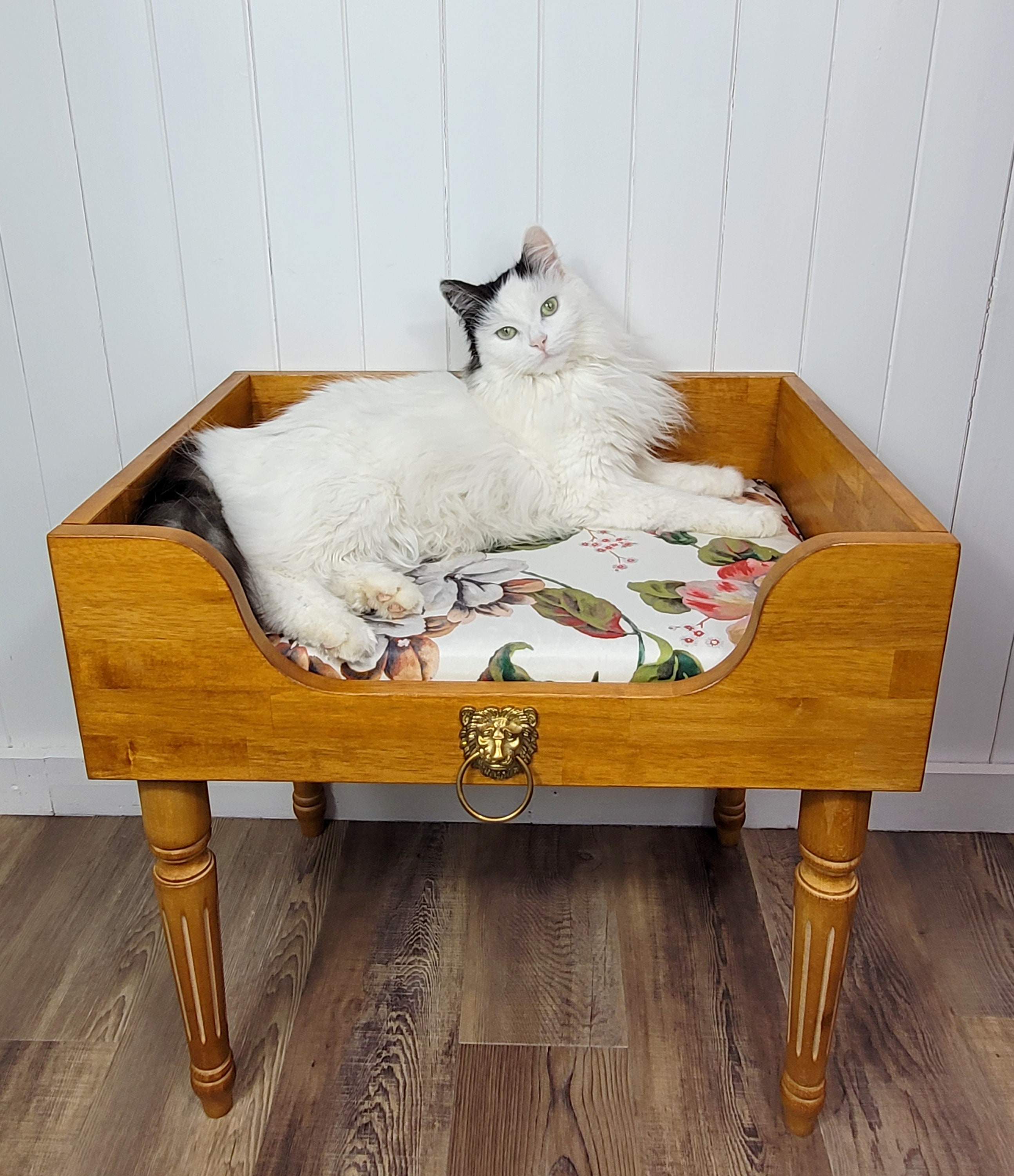 Ronronnier Mondain avec Coussin Fleuri Cottage | Panier Pour Chat de Luxe/Original Chic